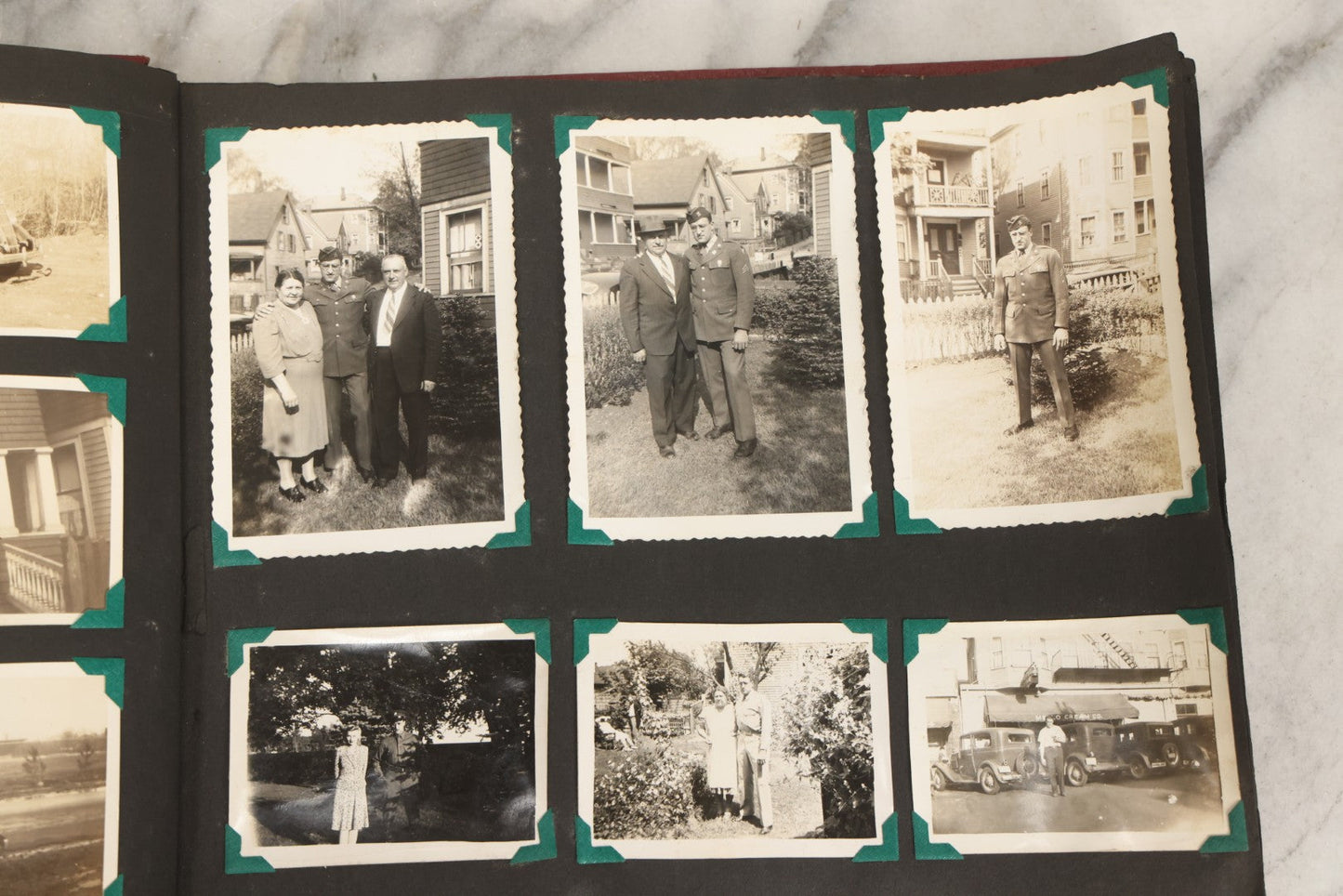Lot 083 - Vintage Photo Album With Snapshot Photographs From 1920s To 1940s 130+ Photos Including Antique Nurse Real Photo Postcard, WWII Serviceman's Military Service And Family Life, Musicians, Trip To Nyc With Statue Of Liberty