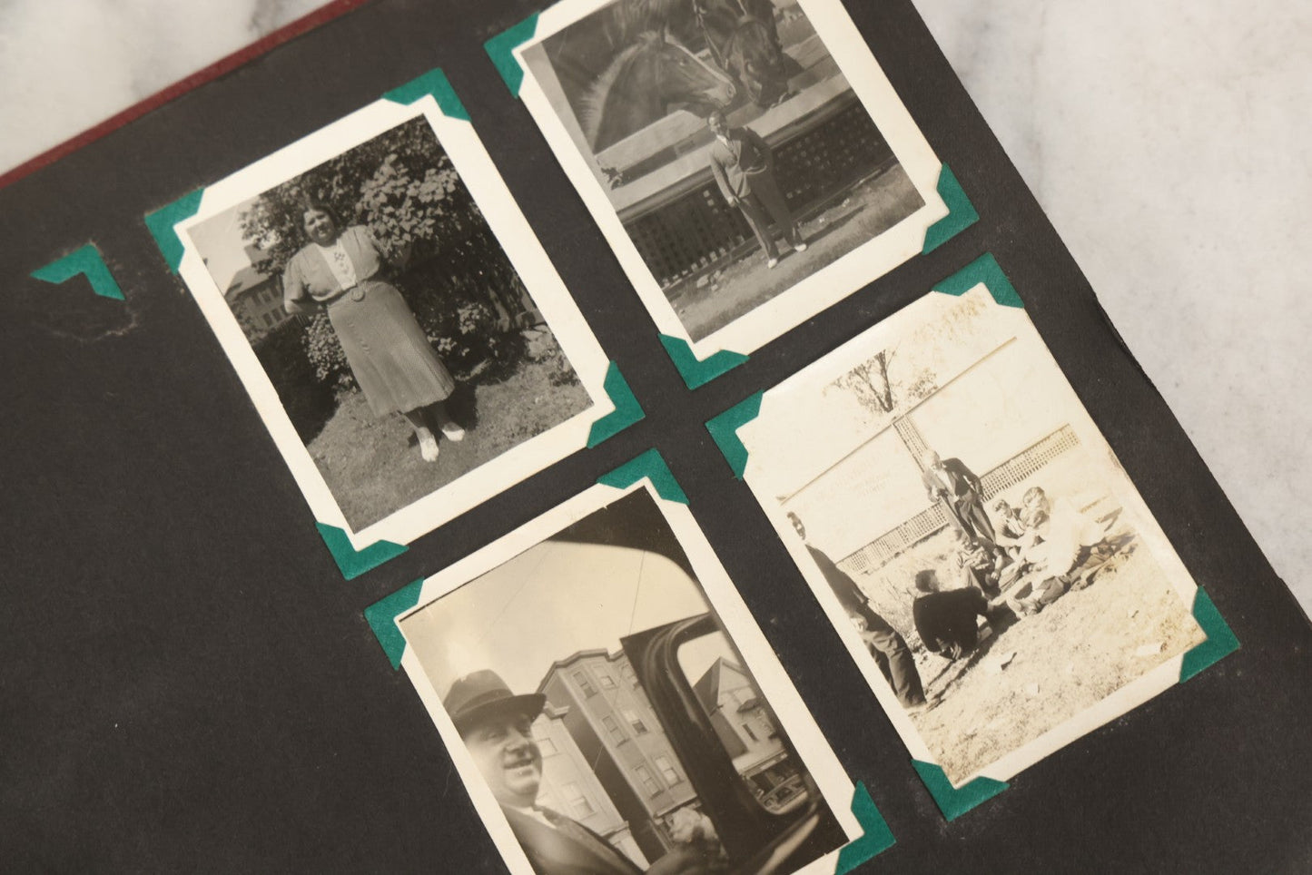 Lot 083 - Vintage Photo Album With Snapshot Photographs From 1920s To 1940s 130+ Photos Including Antique Nurse Real Photo Postcard, WWII Serviceman's Military Service And Family Life, Musicians, Trip To Nyc With Statue Of Liberty