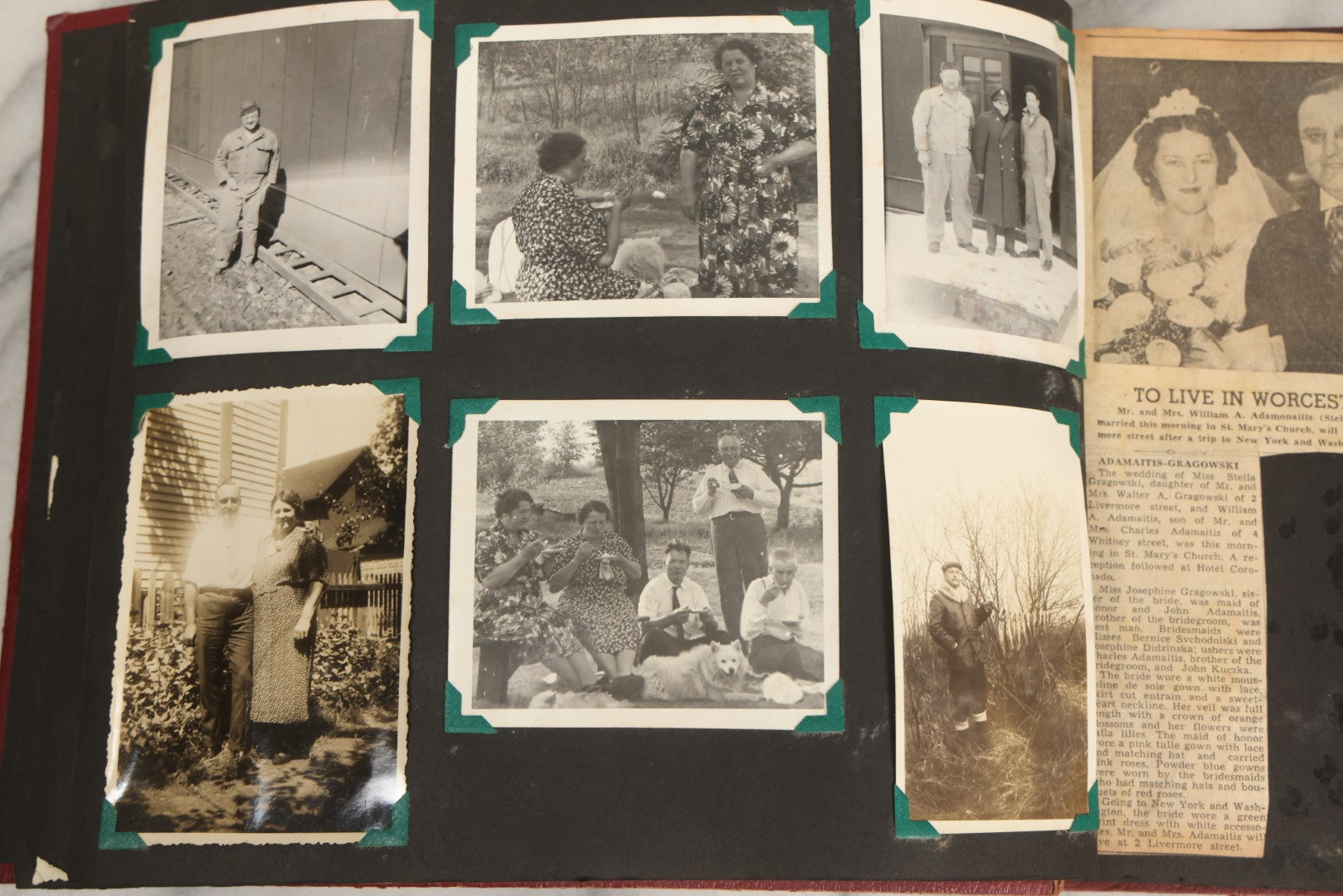 Lot 083 - Vintage Photo Album With Snapshot Photographs From 1920s To 1940s 130+ Photos Including Antique Nurse Real Photo Postcard, WWII Serviceman's Military Service And Family Life, Musicians, Trip To Nyc With Statue Of Liberty