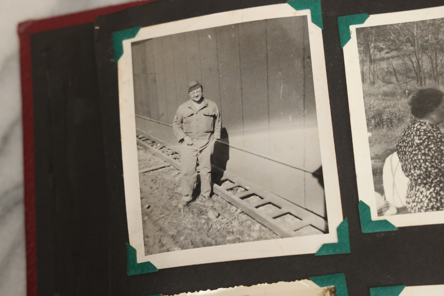 Lot 083 - Vintage Photo Album With Snapshot Photographs From 1920s To 1940s 130+ Photos Including Antique Nurse Real Photo Postcard, WWII Serviceman's Military Service And Family Life, Musicians, Trip To Nyc With Statue Of Liberty