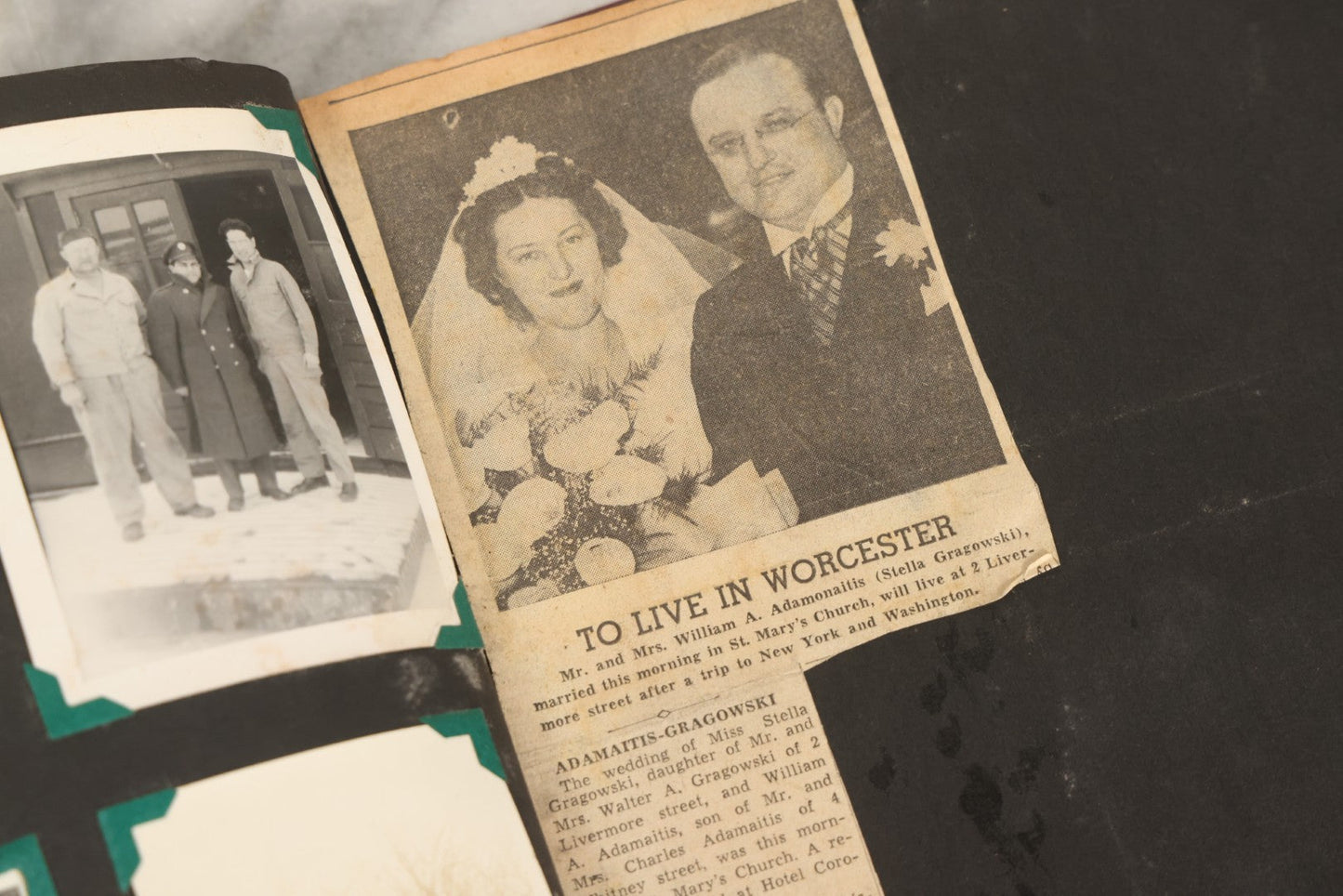 Lot 083 - Vintage Photo Album With Snapshot Photographs From 1920s To 1940s 130+ Photos Including Antique Nurse Real Photo Postcard, WWII Serviceman's Military Service And Family Life, Musicians, Trip To Nyc With Statue Of Liberty