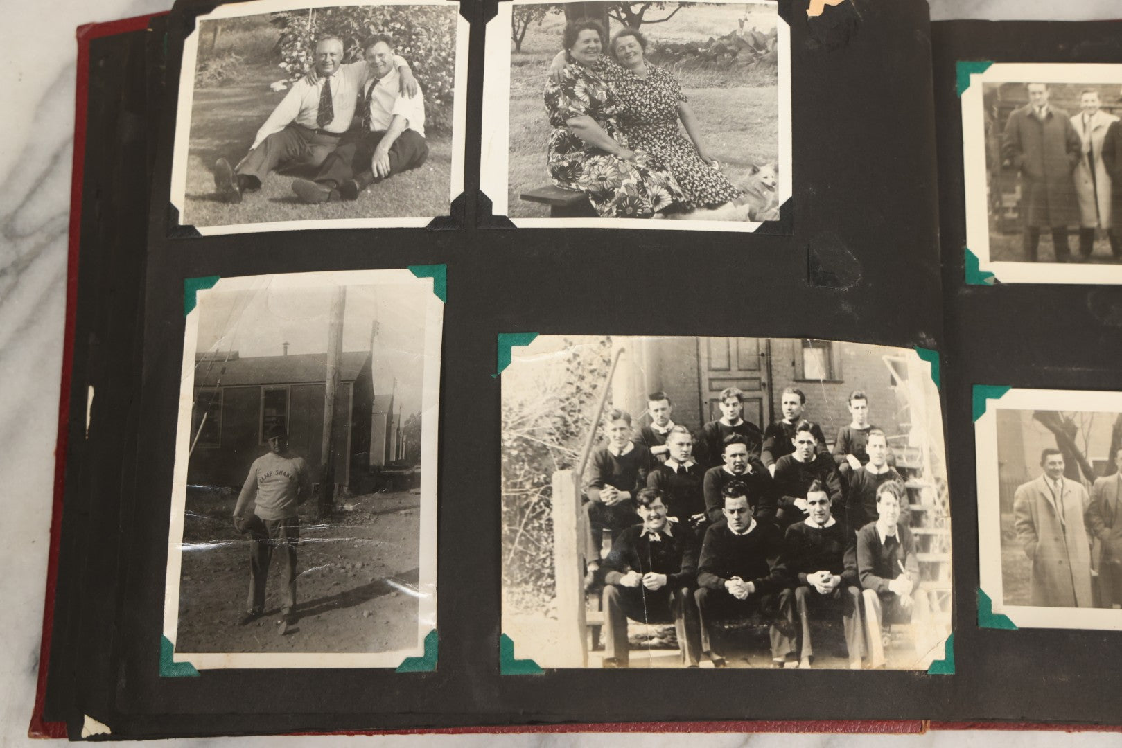 Lot 083 - Vintage Photo Album With Snapshot Photographs From 1920s To 1940s 130+ Photos Including Antique Nurse Real Photo Postcard, WWII Serviceman's Military Service And Family Life, Musicians, Trip To Nyc With Statue Of Liberty