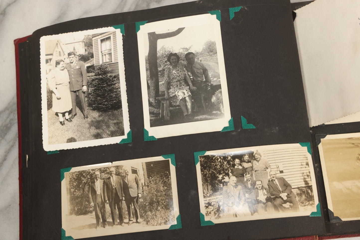 Lot 083 - Vintage Photo Album With Snapshot Photographs From 1920s To 1940s 130+ Photos Including Antique Nurse Real Photo Postcard, WWII Serviceman's Military Service And Family Life, Musicians, Trip To Nyc With Statue Of Liberty