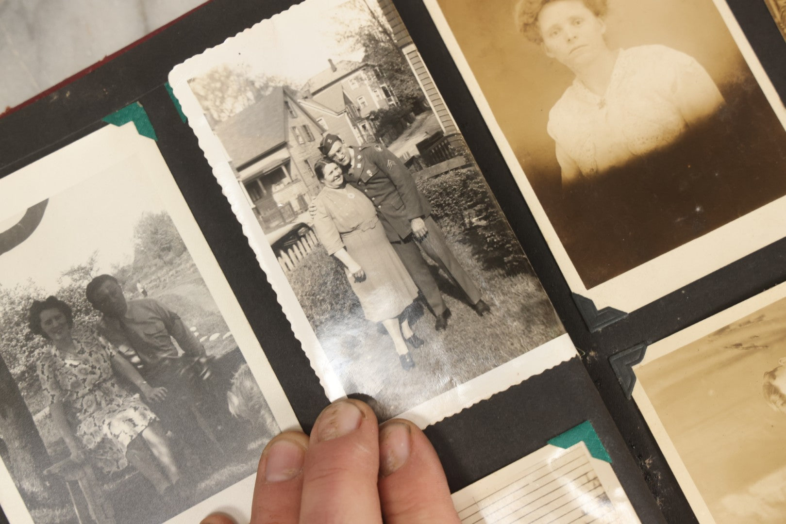 Lot 083 - Vintage Photo Album With Snapshot Photographs From 1920s To 1940s 130+ Photos Including Antique Nurse Real Photo Postcard, WWII Serviceman's Military Service And Family Life, Musicians, Trip To Nyc With Statue Of Liberty