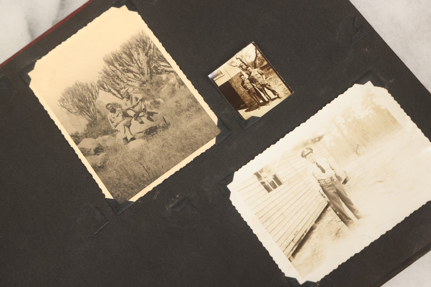 Lot 083 - Vintage Photo Album With Snapshot Photographs From 1920s To 1940s 130+ Photos Including Antique Nurse Real Photo Postcard, WWII Serviceman's Military Service And Family Life, Musicians, Trip To Nyc With Statue Of Liberty