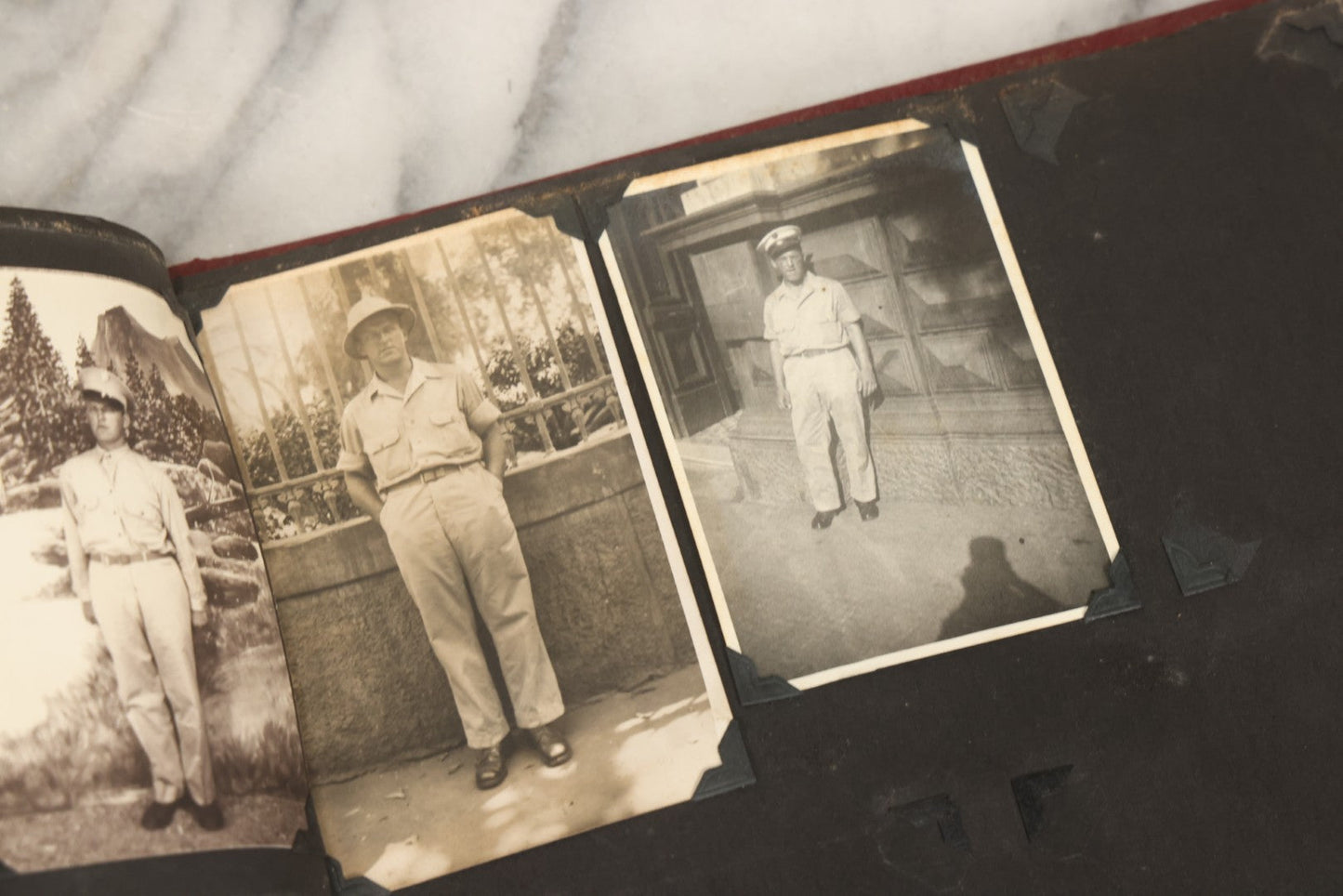 Lot 083 - Vintage Photo Album With Snapshot Photographs From 1920s To 1940s 130+ Photos Including Antique Nurse Real Photo Postcard, WWII Serviceman's Military Service And Family Life, Musicians, Trip To Nyc With Statue Of Liberty