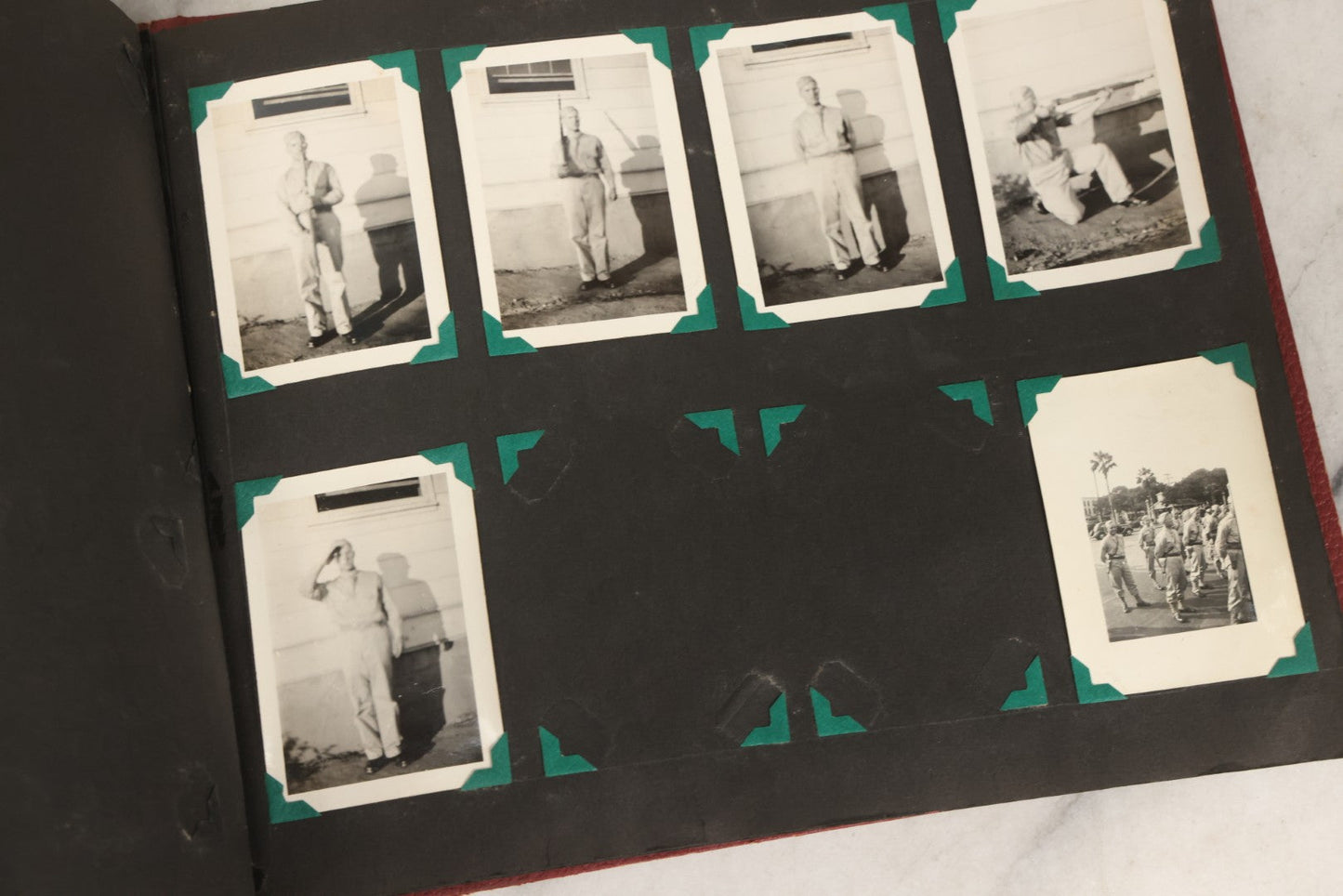 Lot 083 - Vintage Photo Album With Snapshot Photographs From 1920s To 1940s 130+ Photos Including Antique Nurse Real Photo Postcard, WWII Serviceman's Military Service And Family Life, Musicians, Trip To Nyc With Statue Of Liberty