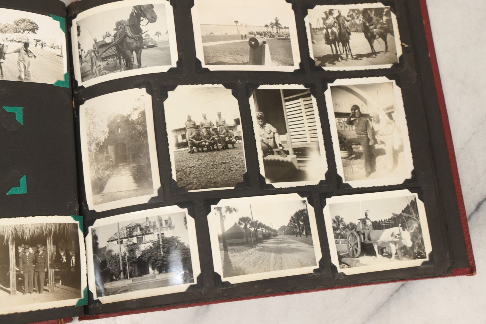 Lot 083 - Vintage Photo Album With Snapshot Photographs From 1920s To 1940s 130+ Photos Including Antique Nurse Real Photo Postcard, WWII Serviceman's Military Service And Family Life, Musicians, Trip To Nyc With Statue Of Liberty