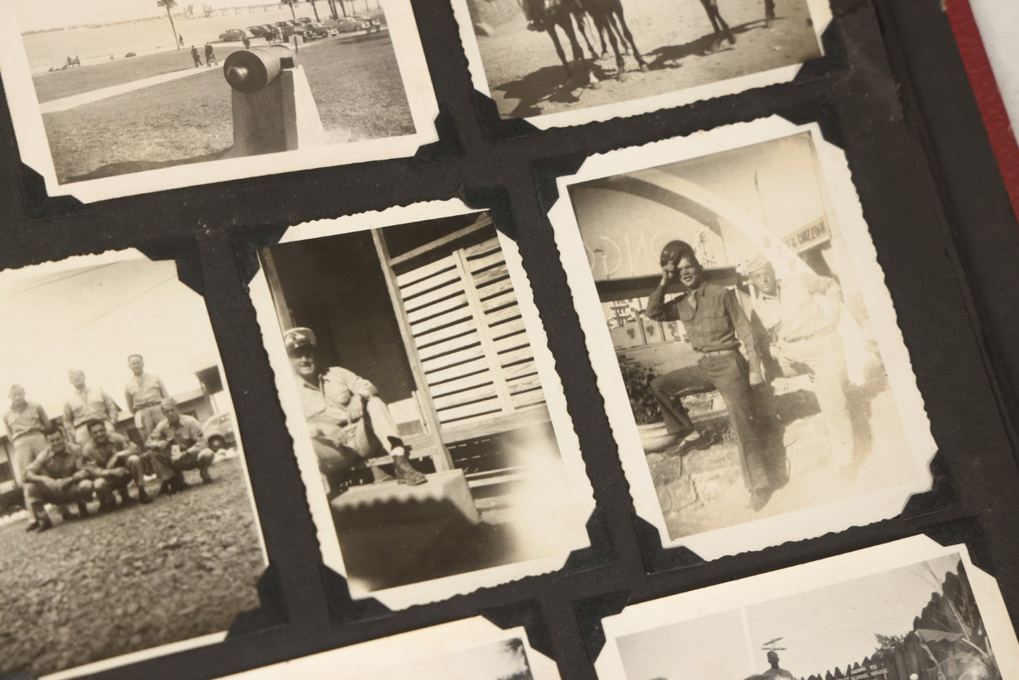 Lot 083 - Vintage Photo Album With Snapshot Photographs From 1920s To 1940s 130+ Photos Including Antique Nurse Real Photo Postcard, WWII Serviceman's Military Service And Family Life, Musicians, Trip To Nyc With Statue Of Liberty