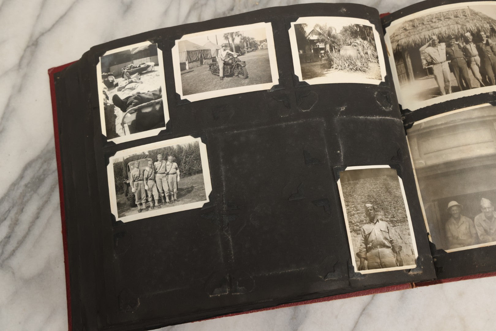 Lot 083 - Vintage Photo Album With Snapshot Photographs From 1920s To 1940s 130+ Photos Including Antique Nurse Real Photo Postcard, WWII Serviceman's Military Service And Family Life, Musicians, Trip To Nyc With Statue Of Liberty