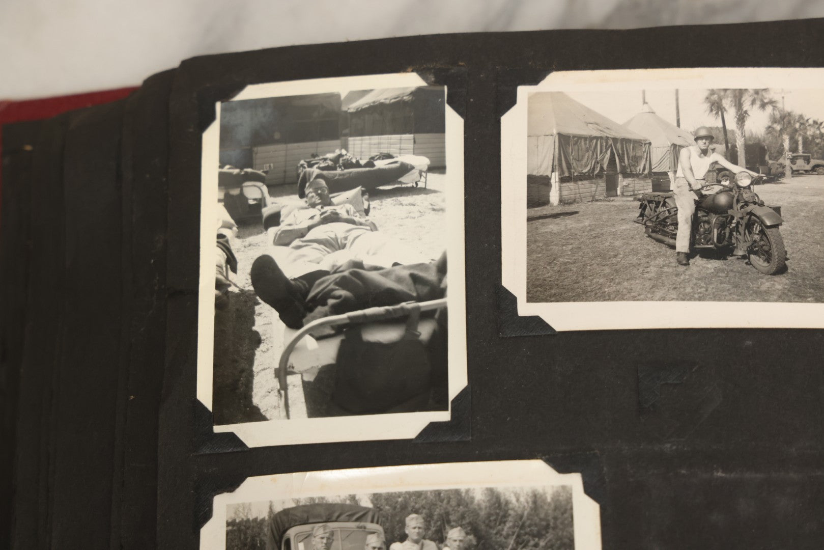 Lot 083 - Vintage Photo Album With Snapshot Photographs From 1920s To 1940s 130+ Photos Including Antique Nurse Real Photo Postcard, WWII Serviceman's Military Service And Family Life, Musicians, Trip To Nyc With Statue Of Liberty