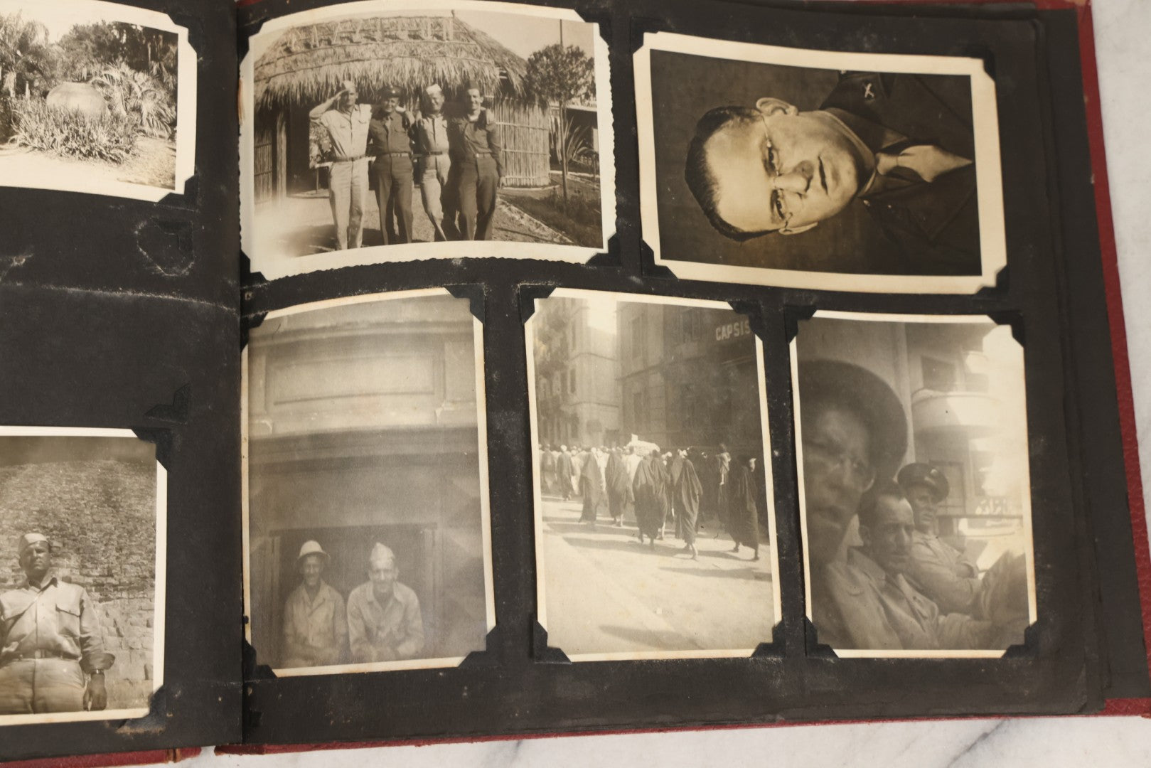 Lot 083 - Vintage Photo Album With Snapshot Photographs From 1920s To 1940s 130+ Photos Including Antique Nurse Real Photo Postcard, WWII Serviceman's Military Service And Family Life, Musicians, Trip To Nyc With Statue Of Liberty