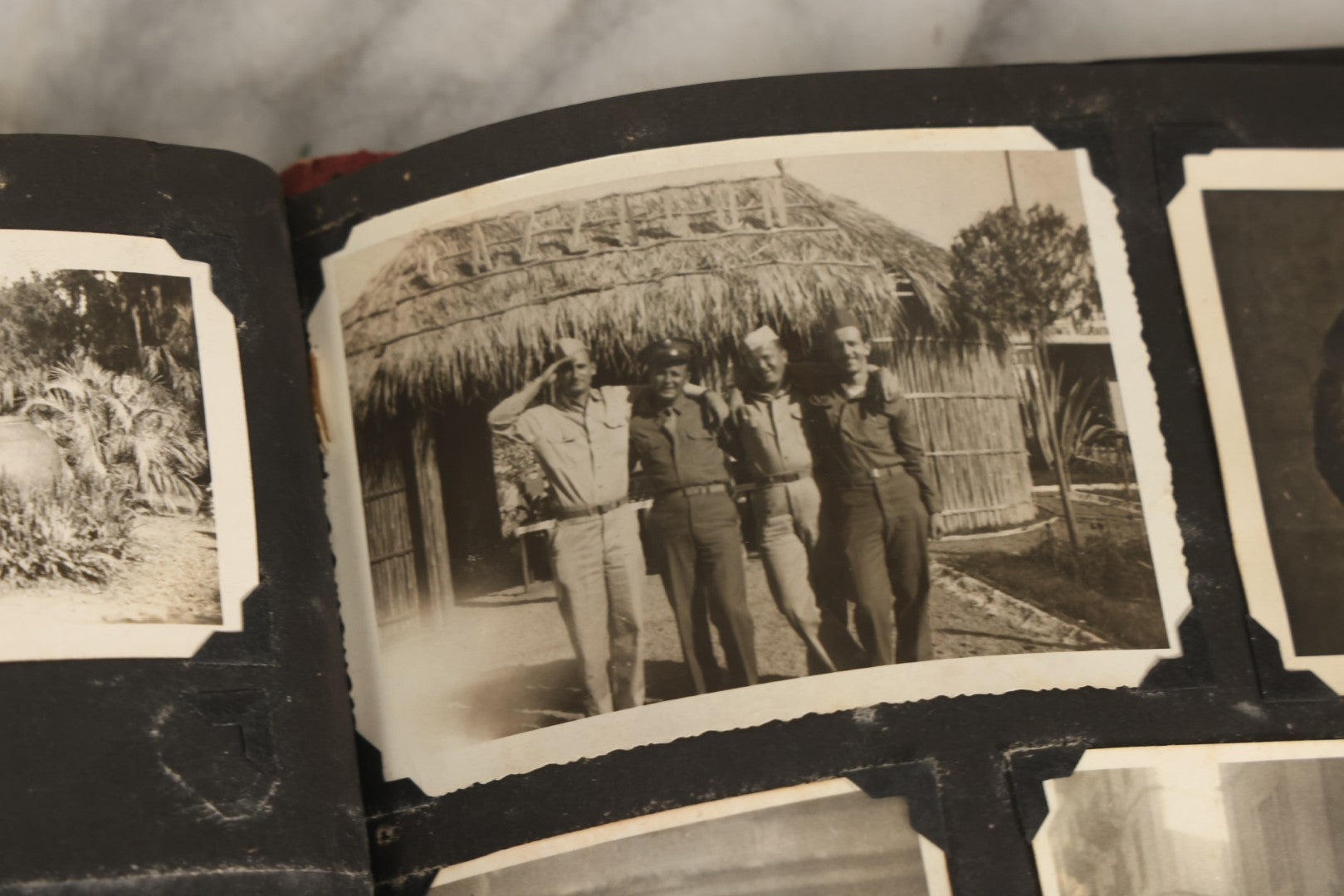 Lot 083 - Vintage Photo Album With Snapshot Photographs From 1920s To 1940s 130+ Photos Including Antique Nurse Real Photo Postcard, WWII Serviceman's Military Service And Family Life, Musicians, Trip To Nyc With Statue Of Liberty