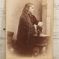 Lot 084 - Antique Cabinet Card Photograph Of Young Woman With Long Dark Hair Holding Hairbrush, F W Bailey Photos