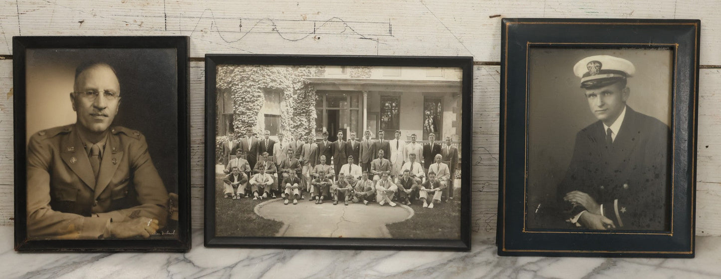 Lot 086 - Grouping Of Three Vintage Framed Photographs Of Arthur T. Howard Including U.S. Navy Portrait, Exeter Fraternity Class Photograph, And Military Portrait Of Cousin Charles P. Howard