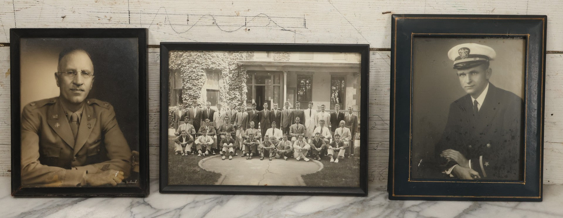 Lot 086 - Grouping Of Three Vintage Framed Photographs Of Arthur T. Howard Including U.S. Navy Portrait, Exeter Fraternity Class Photograph, And Military Portrait Of Cousin Charles P. Howard