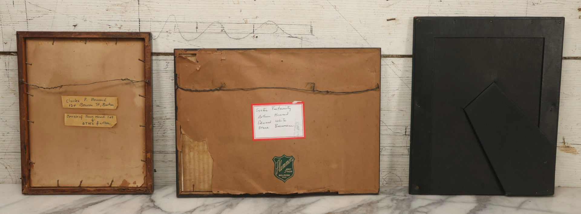 Lot 086 - Grouping Of Three Vintage Framed Photographs Of Arthur T. Howard Including U.S. Navy Portrait, Exeter Fraternity Class Photograph, And Military Portrait Of Cousin Charles P. Howard