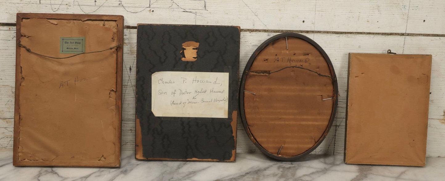 Lot 087 - Grouping Of Four Antique And Vintage Framed Studio Portrait Photographs Of The Howard Family Identified On Verso Including A.T. Howard 1st Dated 1912