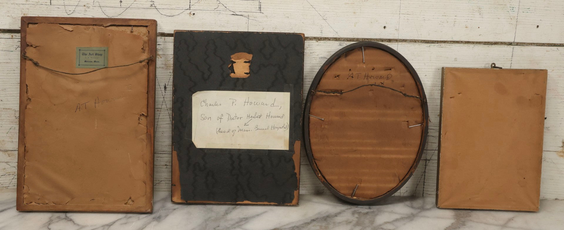 Lot 087 - Grouping Of Four Antique And Vintage Framed Studio Portrait Photographs Of The Howard Family Identified On Verso Including A.T. Howard 1st Dated 1912