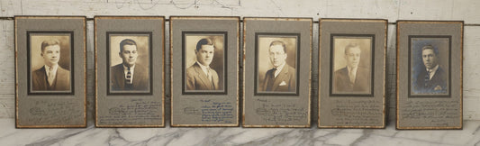 Lot 089 - Grouping Of Six Vintage Boarded Studio Portrait Photographs Of Exeter Fraternity Classmates Of Arthur T. Howard, Each Inscribed, Cunningham Exeter New Hampshire