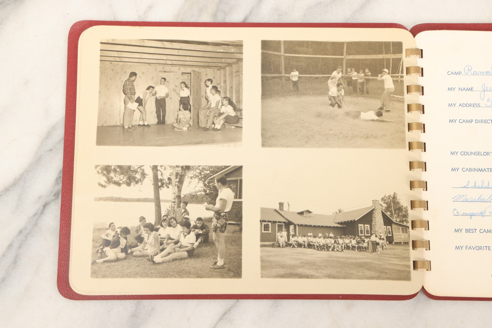 Lot 090 - Pair Of Vintage Camp Ramah Memory Books From Conover Wisconsin 1954 And 1956, Filled Out By Camper Jerome Weinstein, Mobile Photo Service Chicago