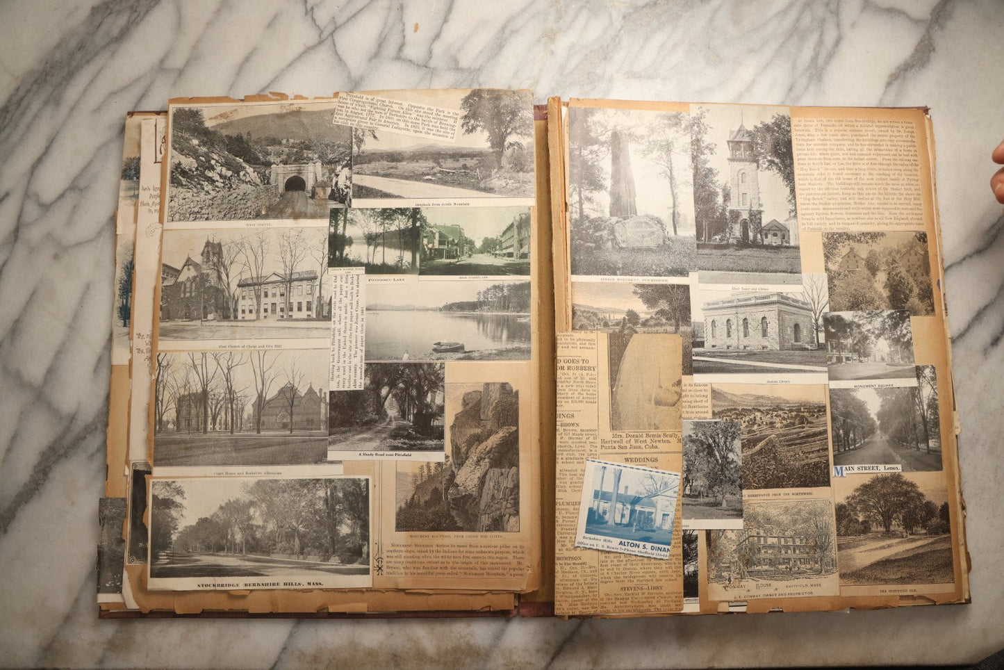 Lot 094 - Antique Upstate New York And Berkshires Travel Scrapbook With Hudson River And Lake Champlain Ephemera, Circa 1893, Note Pages Brittle And Detached, Binding Mostly Separated From Covers