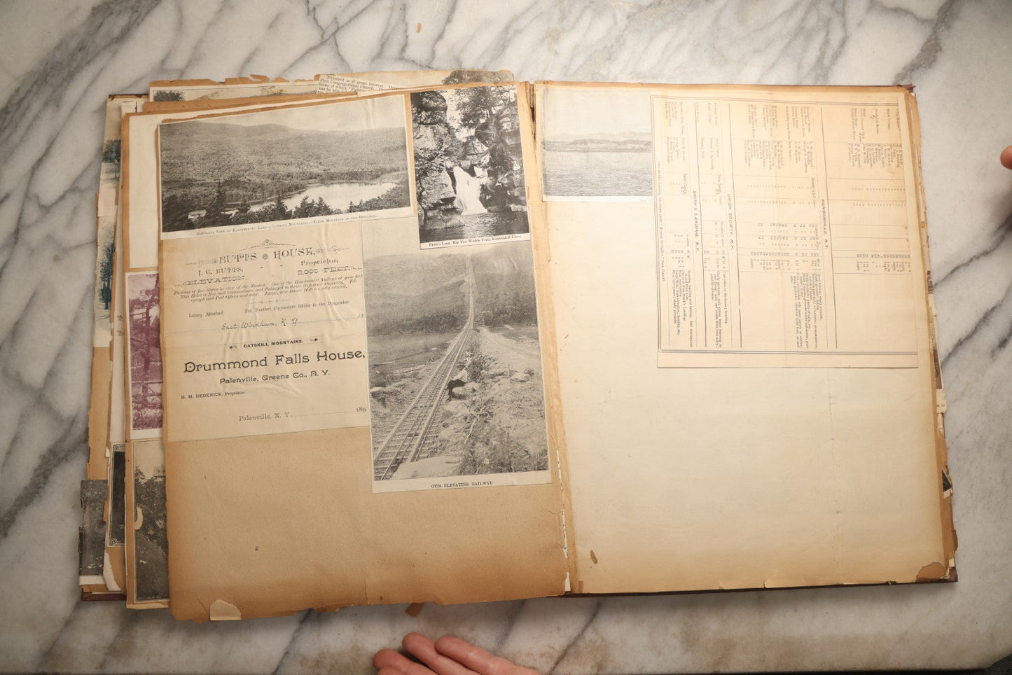 Lot 094 - Antique Upstate New York And Berkshires Travel Scrapbook With Hudson River And Lake Champlain Ephemera, Circa 1893, Note Pages Brittle And Detached, Binding Mostly Separated From Covers