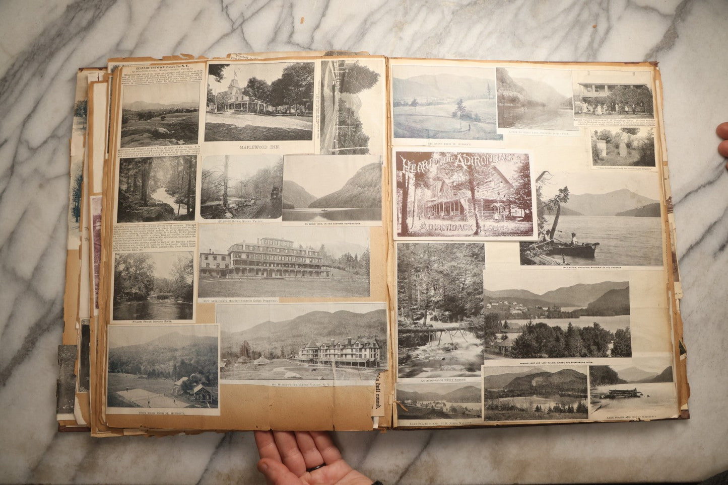 Lot 094 - Antique Upstate New York And Berkshires Travel Scrapbook With Hudson River And Lake Champlain Ephemera, Circa 1893, Note Pages Brittle And Detached, Binding Mostly Separated From Covers