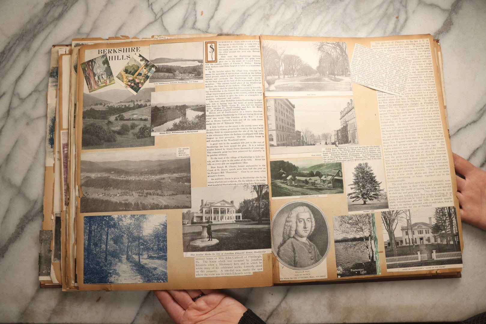 Lot 094 - Antique Upstate New York And Berkshires Travel Scrapbook With Hudson River And Lake Champlain Ephemera, Circa 1893, Note Pages Brittle And Detached, Binding Mostly Separated From Covers