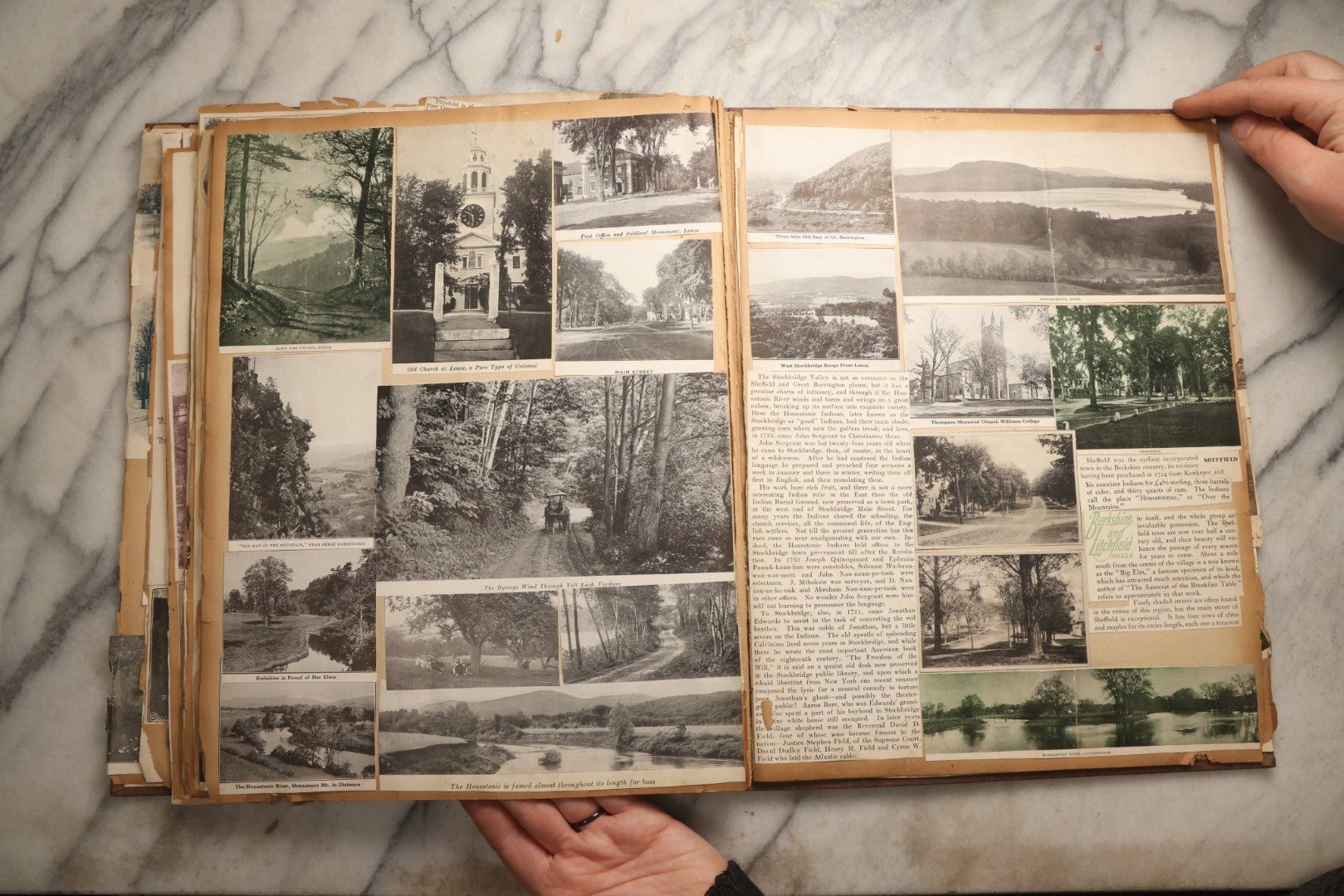 Lot 094 - Antique Upstate New York And Berkshires Travel Scrapbook With Hudson River And Lake Champlain Ephemera, Circa 1893, Note Pages Brittle And Detached, Binding Mostly Separated From Covers