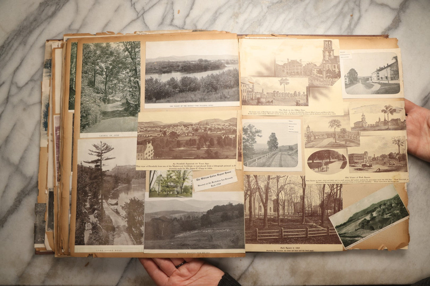 Lot 094 - Antique Upstate New York And Berkshires Travel Scrapbook With Hudson River And Lake Champlain Ephemera, Circa 1893, Note Pages Brittle And Detached, Binding Mostly Separated From Covers