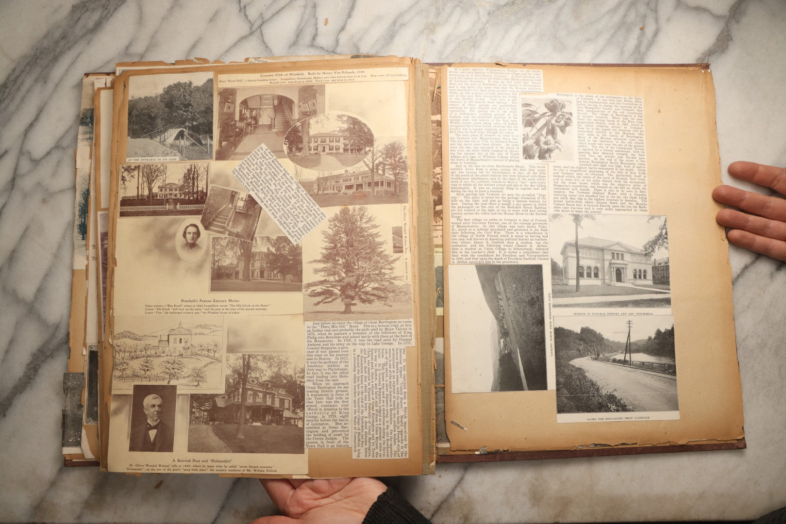 Lot 094 - Antique Upstate New York And Berkshires Travel Scrapbook With Hudson River And Lake Champlain Ephemera, Circa 1893, Note Pages Brittle And Detached, Binding Mostly Separated From Covers