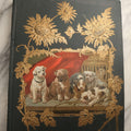 Lot 096 - Antique "The Nonpareil" Scrapbook, Puppies Illustration On Cover, With 100+ Trade Cards, Die Cuts, And Greeting Cards Featuring Children, Butterflies, And Flowers, Circa 1900-1906, Note Binding Detached