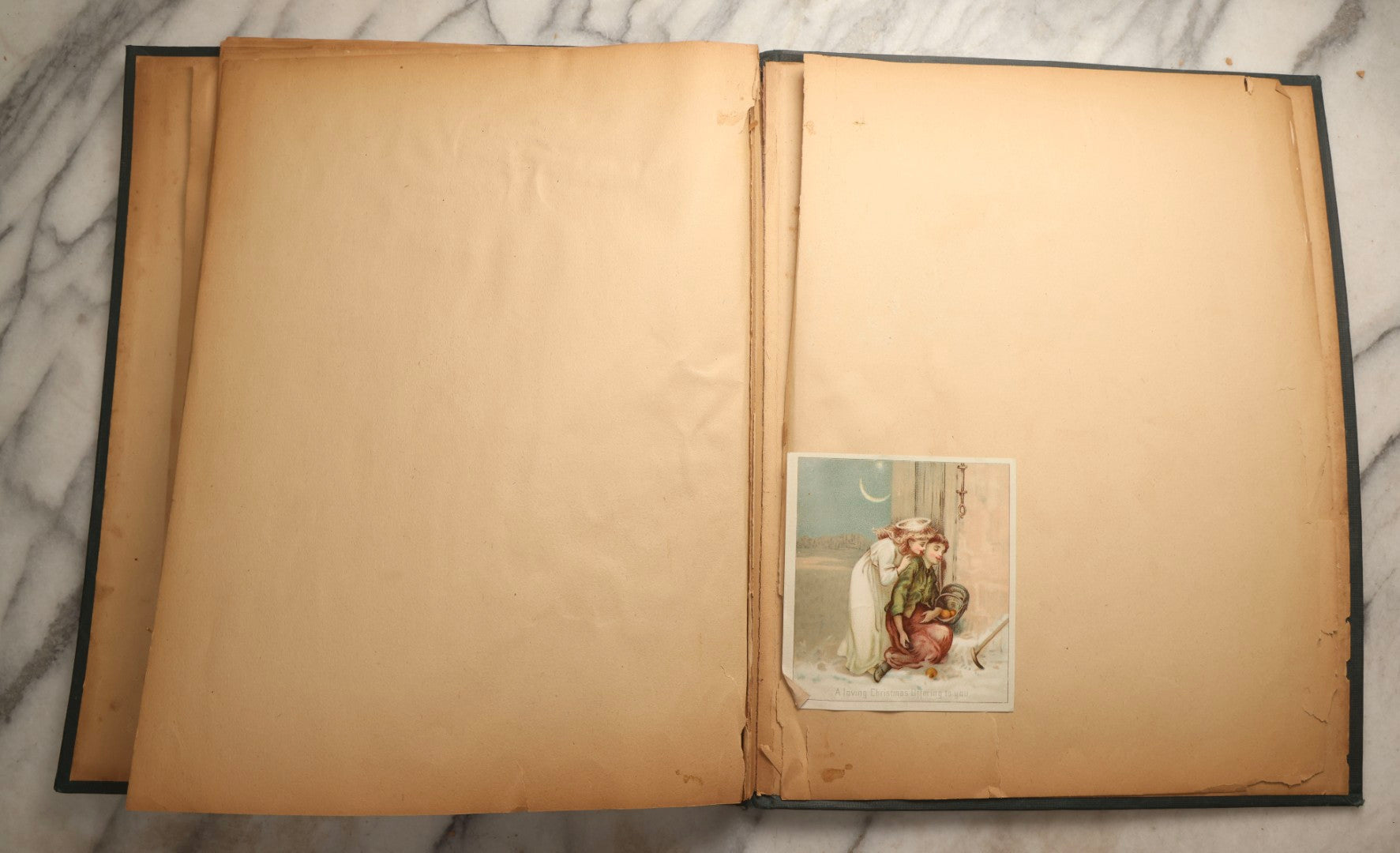 Lot 096 - Antique "The Nonpareil" Scrapbook, Puppies Illustration On Cover, With 100+ Trade Cards, Die Cuts, And Greeting Cards Featuring Children, Butterflies, And Flowers, Circa 1900-1906, Note Binding Detached