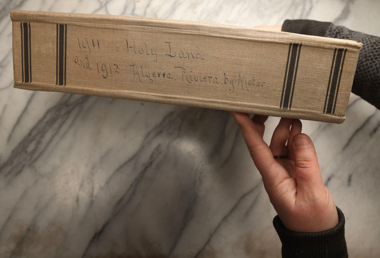 Lot 097 - Antique Scrapbook With Mediterranean, Holy Lands, Egypt, And Algeria Travel Ephemera And Homemade Herbarium Pages, Circa 1911-1912, Note Many Pressed Samples Detached And Broken