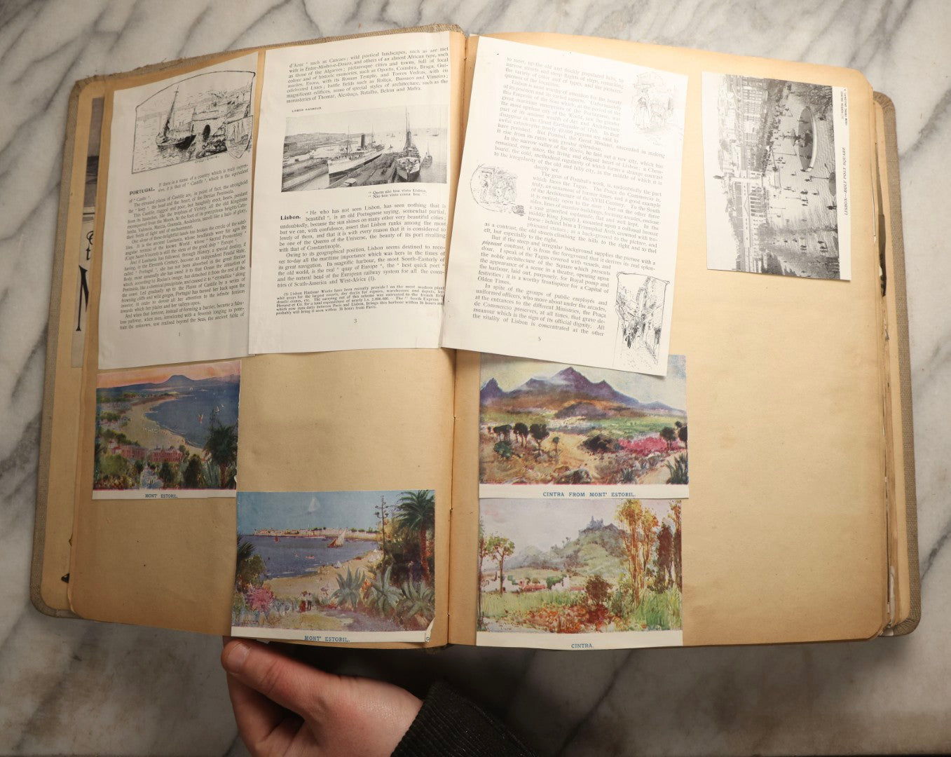 Lot 097 - Antique Scrapbook With Mediterranean, Holy Lands, Egypt, And Algeria Travel Ephemera And Homemade Herbarium Pages, Circa 1911-1912, Note Many Pressed Samples Detached And Broken