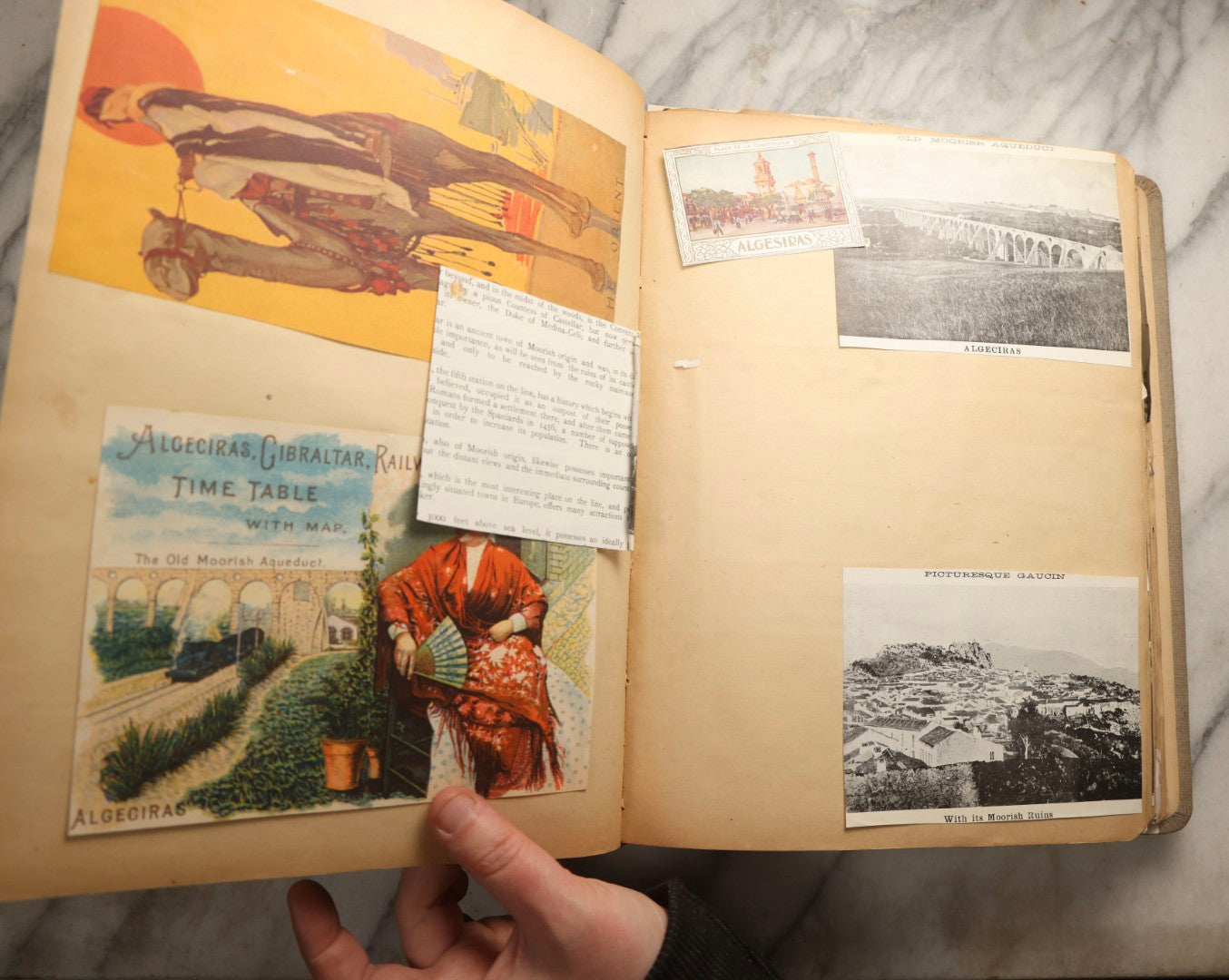 Lot 097 - Antique Scrapbook With Mediterranean, Holy Lands, Egypt, And Algeria Travel Ephemera And Homemade Herbarium Pages, Circa 1911-1912, Note Many Pressed Samples Detached And Broken