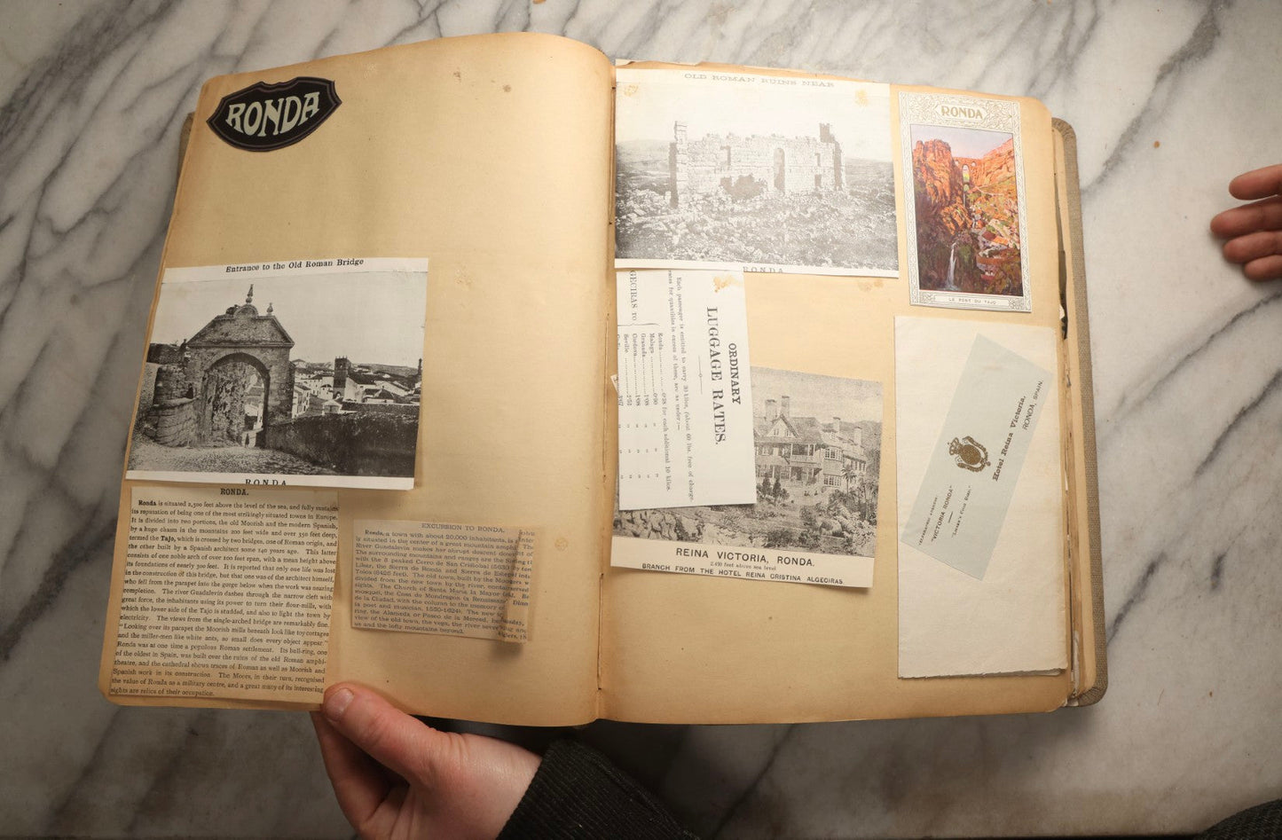 Lot 097 - Antique Scrapbook With Mediterranean, Holy Lands, Egypt, And Algeria Travel Ephemera And Homemade Herbarium Pages, Circa 1911-1912, Note Many Pressed Samples Detached And Broken