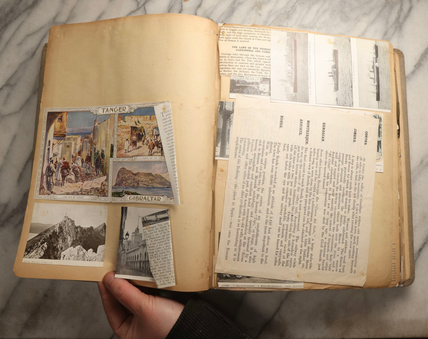 Lot 097 - Antique Scrapbook With Mediterranean, Holy Lands, Egypt, And Algeria Travel Ephemera And Homemade Herbarium Pages, Circa 1911-1912, Note Many Pressed Samples Detached And Broken