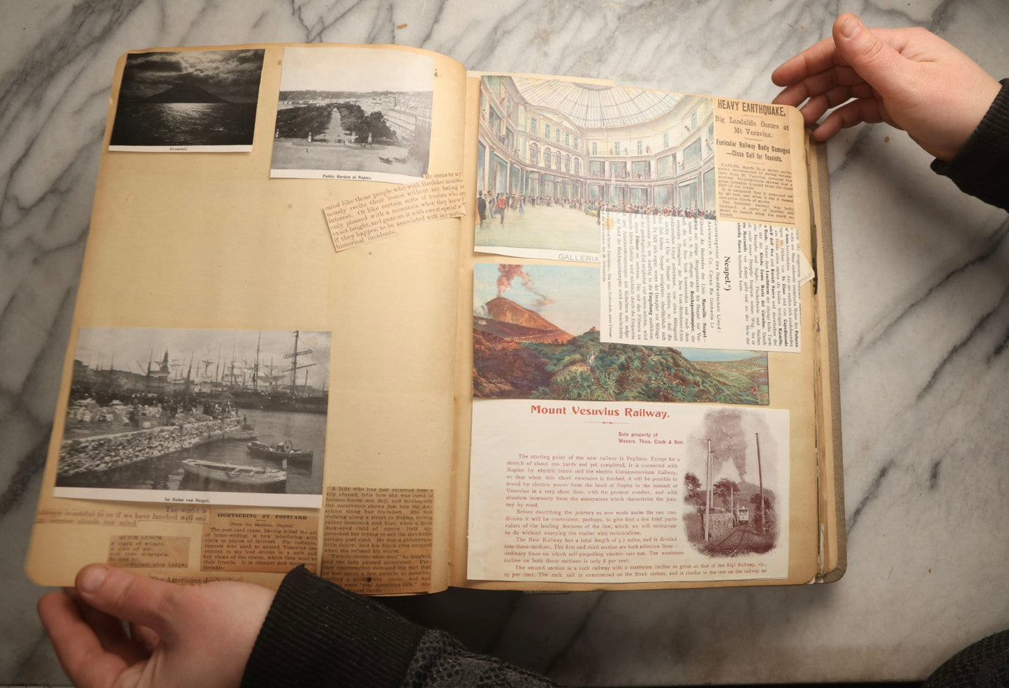 Lot 097 - Antique Scrapbook With Mediterranean, Holy Lands, Egypt, And Algeria Travel Ephemera And Homemade Herbarium Pages, Circa 1911-1912, Note Many Pressed Samples Detached And Broken