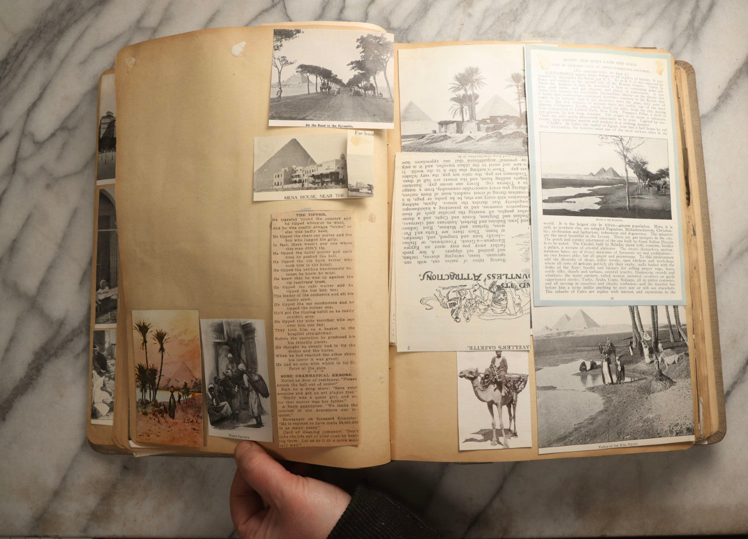 Lot 097 - Antique Scrapbook With Mediterranean, Holy Lands, Egypt, And Algeria Travel Ephemera And Homemade Herbarium Pages, Circa 1911-1912, Note Many Pressed Samples Detached And Broken