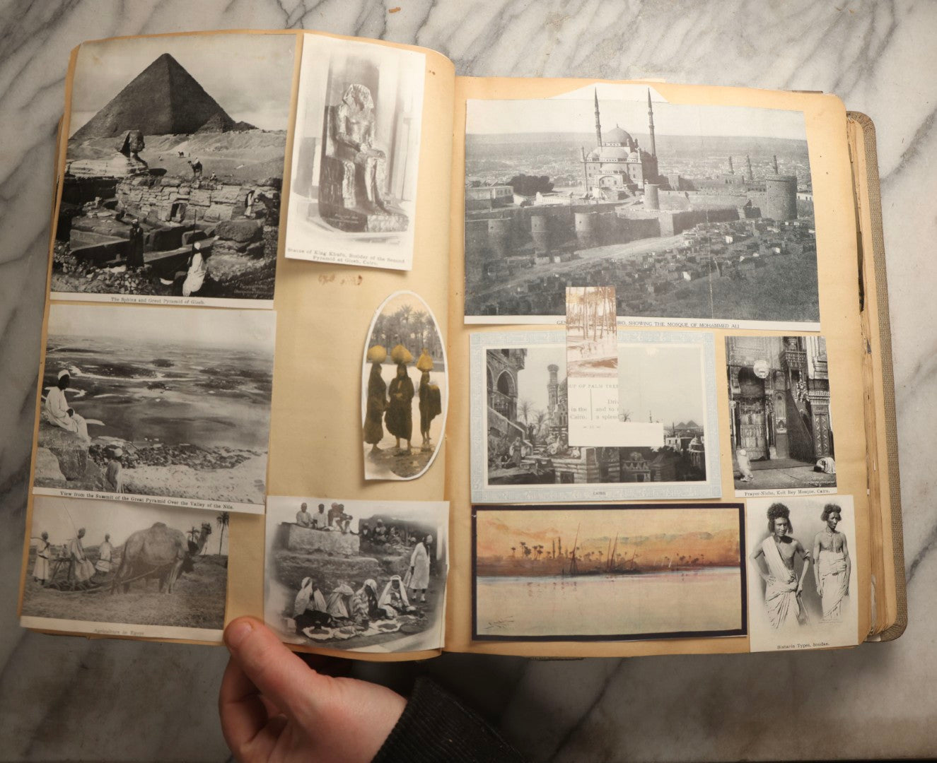 Lot 097 - Antique Scrapbook With Mediterranean, Holy Lands, Egypt, And Algeria Travel Ephemera And Homemade Herbarium Pages, Circa 1911-1912, Note Many Pressed Samples Detached And Broken