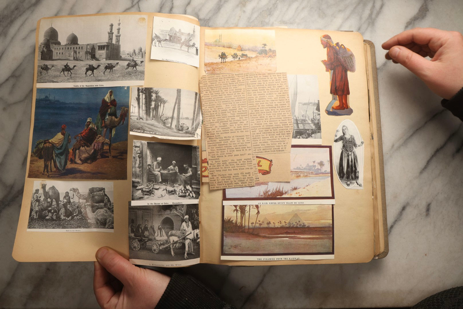 Lot 097 - Antique Scrapbook With Mediterranean, Holy Lands, Egypt, And Algeria Travel Ephemera And Homemade Herbarium Pages, Circa 1911-1912, Note Many Pressed Samples Detached And Broken