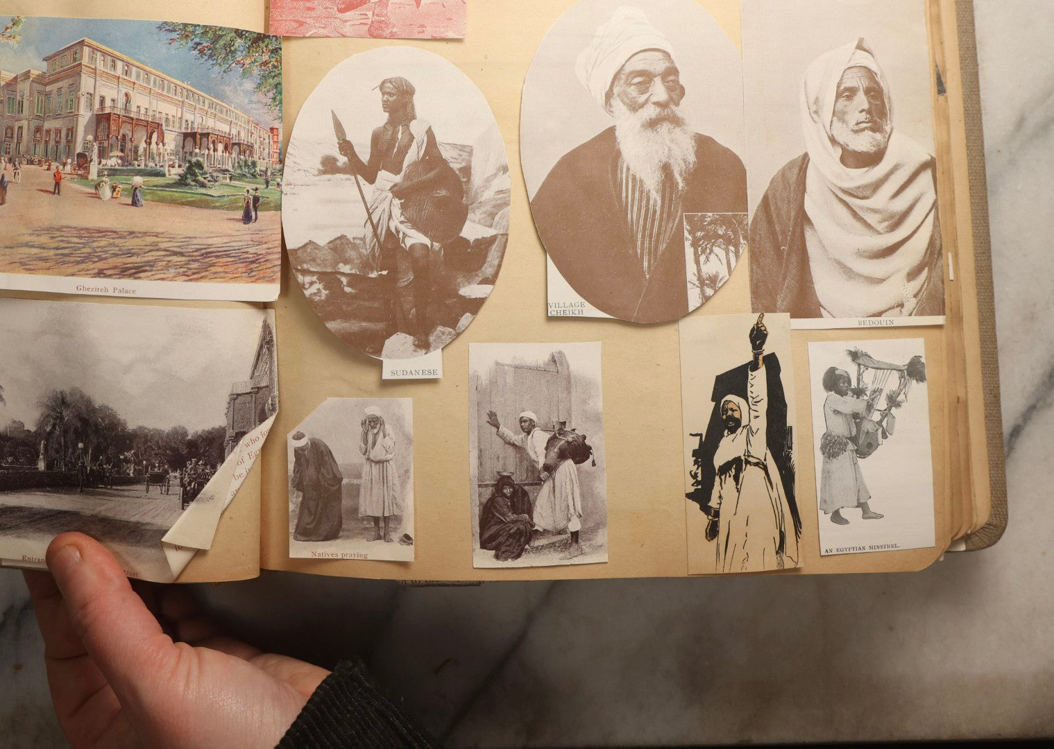 Lot 097 - Antique Scrapbook With Mediterranean, Holy Lands, Egypt, And Algeria Travel Ephemera And Homemade Herbarium Pages, Circa 1911-1912, Note Many Pressed Samples Detached And Broken