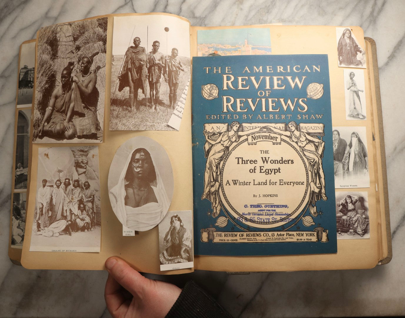 Lot 097 - Antique Scrapbook With Mediterranean, Holy Lands, Egypt, And Algeria Travel Ephemera And Homemade Herbarium Pages, Circa 1911-1912, Note Many Pressed Samples Detached And Broken