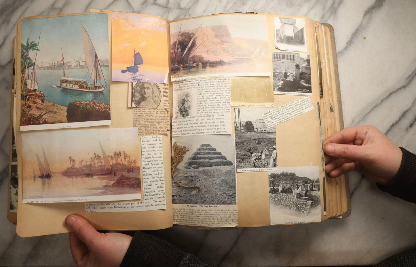 Lot 097 - Antique Scrapbook With Mediterranean, Holy Lands, Egypt, And Algeria Travel Ephemera And Homemade Herbarium Pages, Circa 1911-1912, Note Many Pressed Samples Detached And Broken