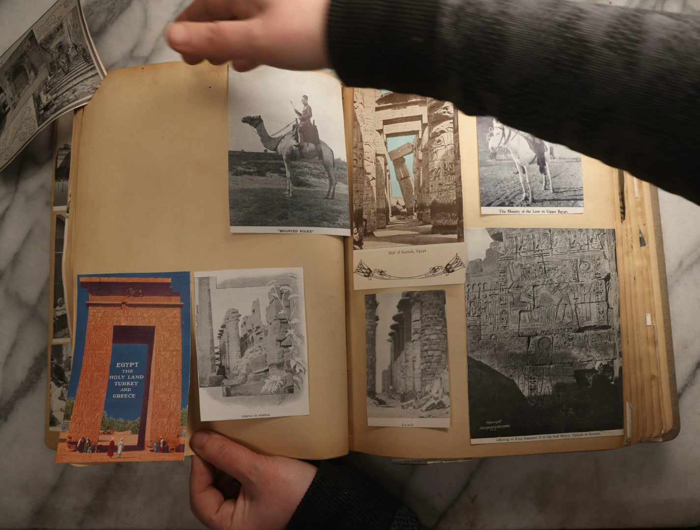 Lot 097 - Antique Scrapbook With Mediterranean, Holy Lands, Egypt, And Algeria Travel Ephemera And Homemade Herbarium Pages, Circa 1911-1912, Note Many Pressed Samples Detached And Broken