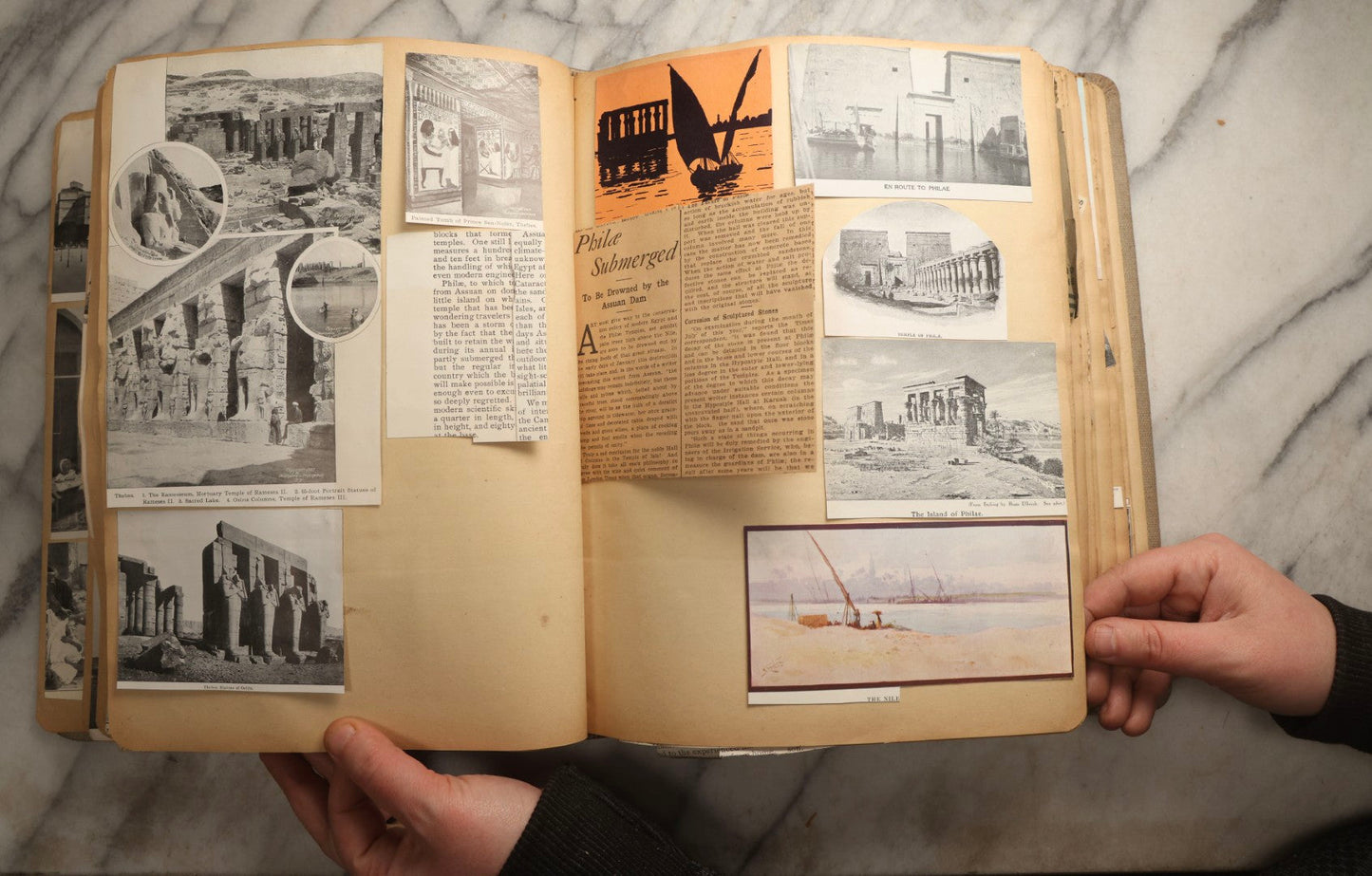 Lot 097 - Antique Scrapbook With Mediterranean, Holy Lands, Egypt, And Algeria Travel Ephemera And Homemade Herbarium Pages, Circa 1911-1912, Note Many Pressed Samples Detached And Broken