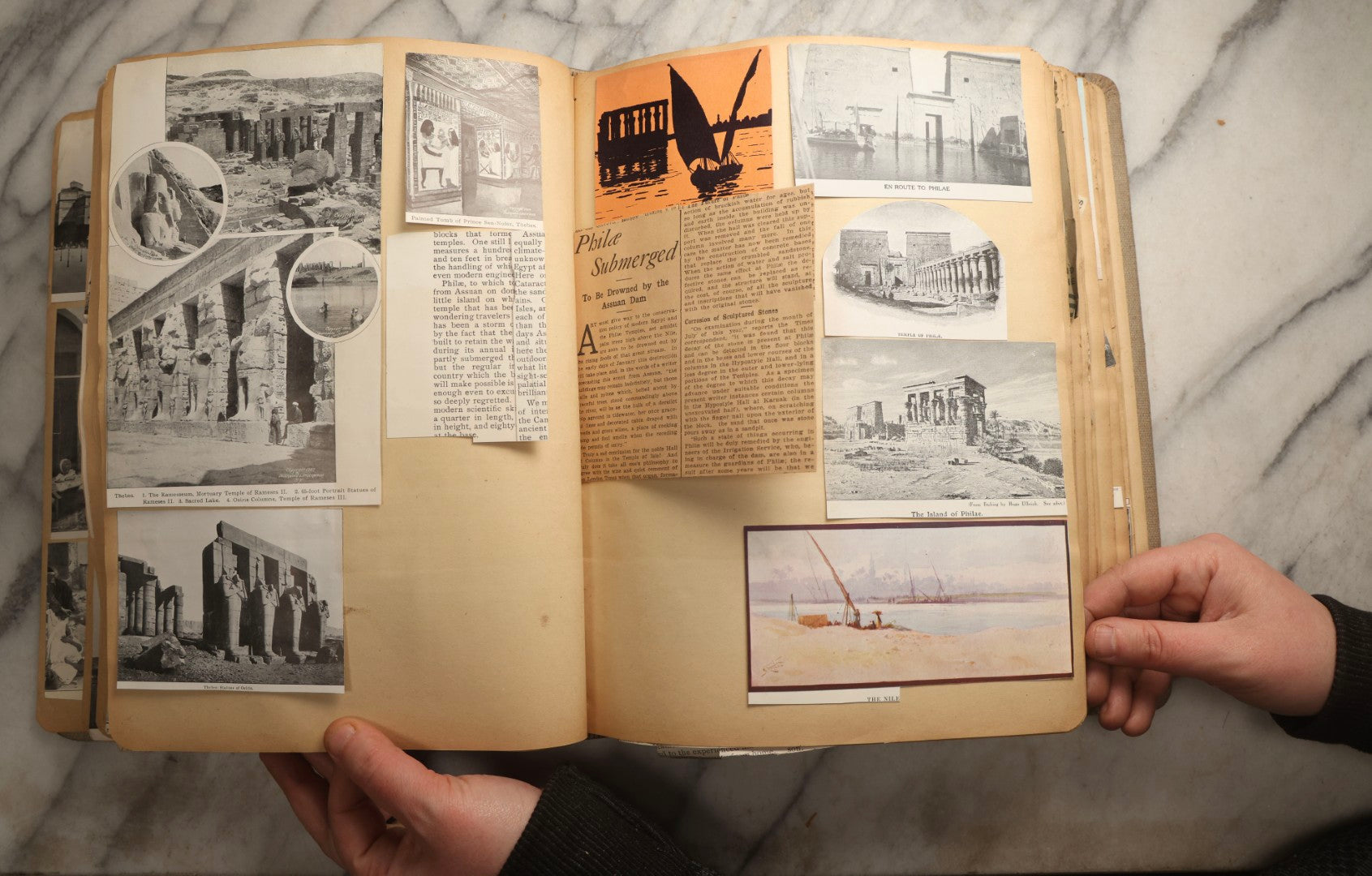 Lot 097 - Antique Scrapbook With Mediterranean, Holy Lands, Egypt, And Algeria Travel Ephemera And Homemade Herbarium Pages, Circa 1911-1912, Note Many Pressed Samples Detached And Broken