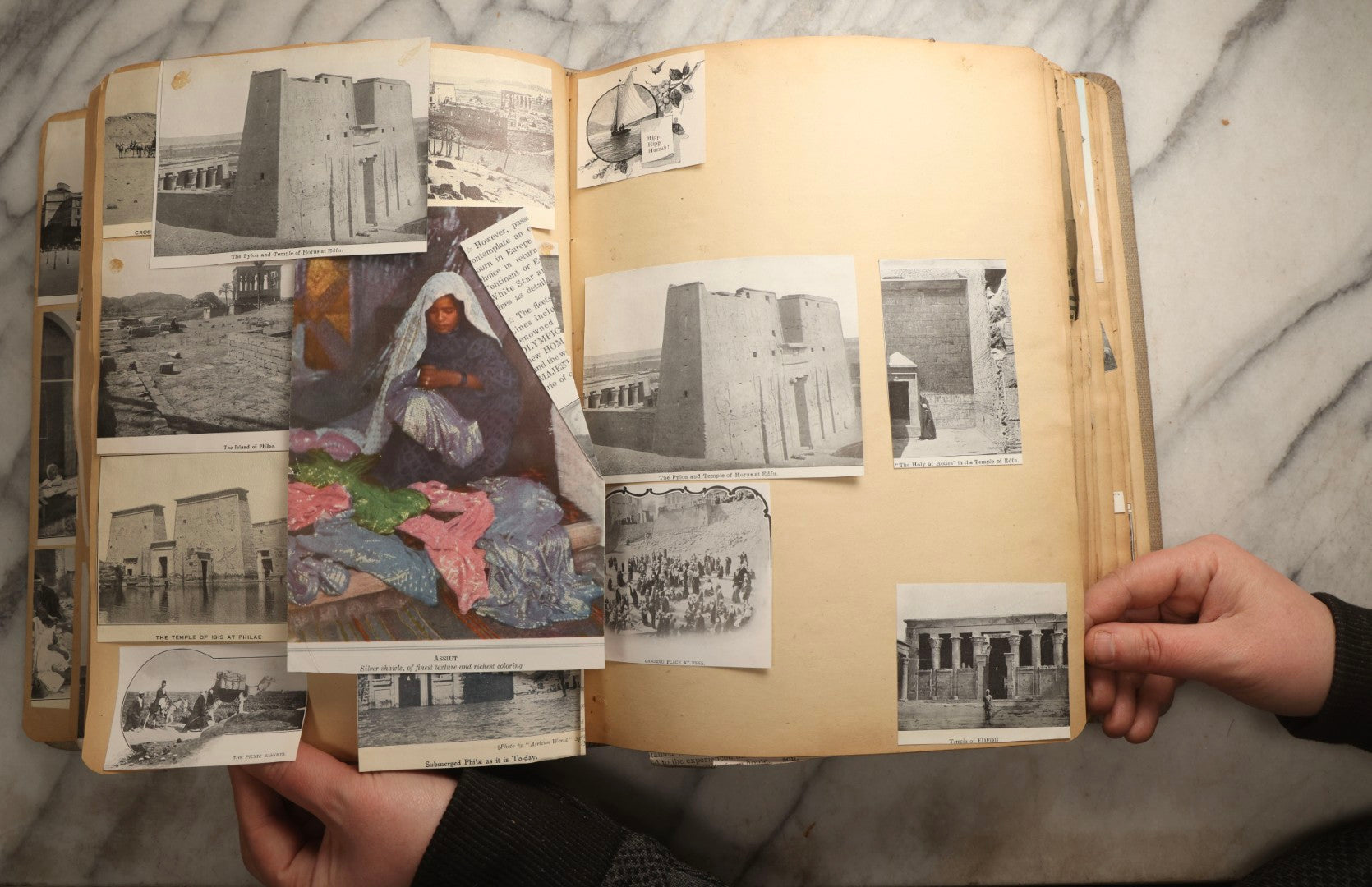 Lot 097 - Antique Scrapbook With Mediterranean, Holy Lands, Egypt, And Algeria Travel Ephemera And Homemade Herbarium Pages, Circa 1911-1912, Note Many Pressed Samples Detached And Broken